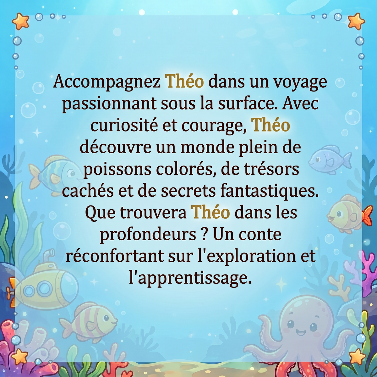 Quatrième de couverture de « La grande plongée de Théo »