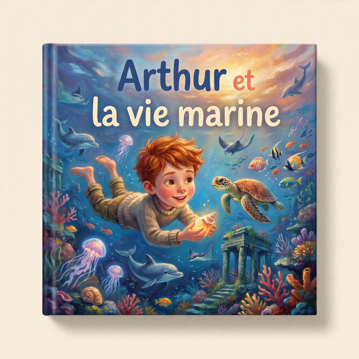 Livre fermé « Arthur et la vie marine » sur fond neutre