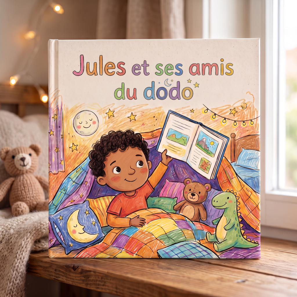 Livre fermé « Jules et ses amis du dodo » sur fond neutre