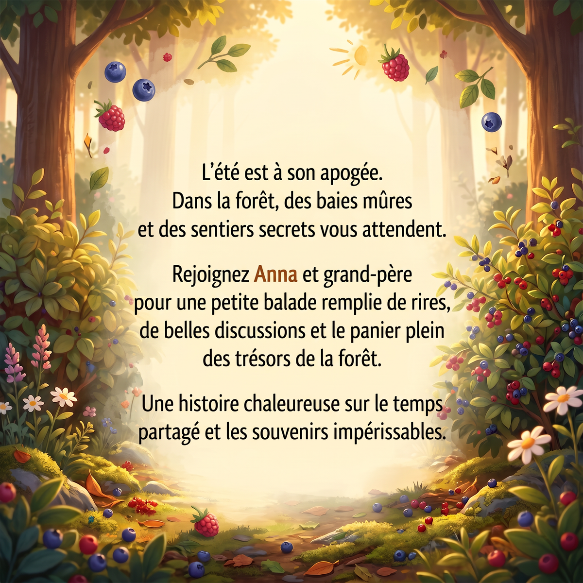 Quatrième de couverture de « Anna et Papi à la cueillette des baies »