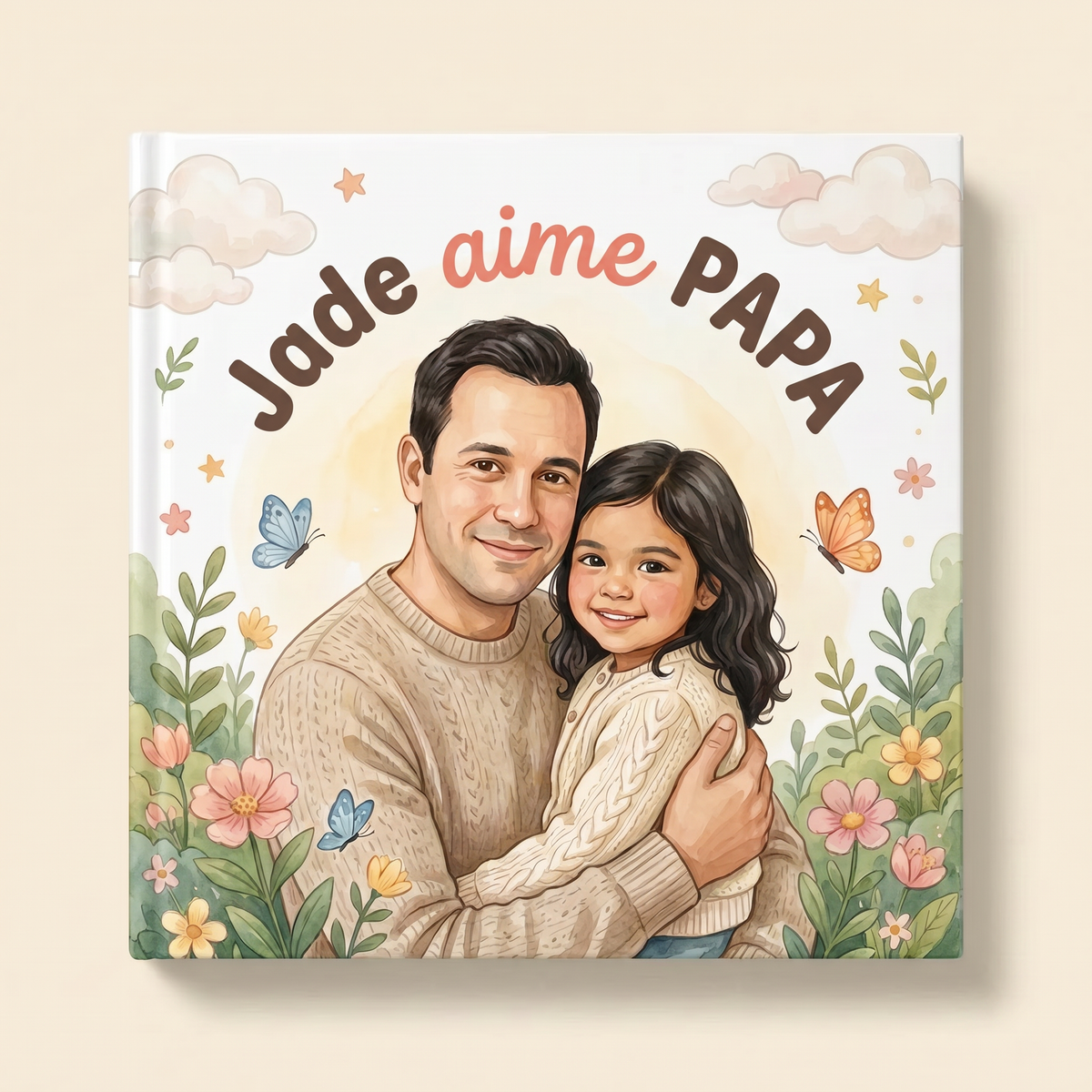Maquette fermée du livre illustré « Jade aime PAPA ».
