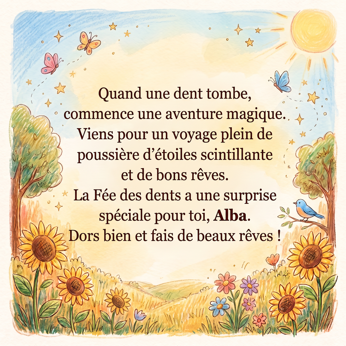 Quatrième de couverture de « Alba et la magie de la fée des dents »