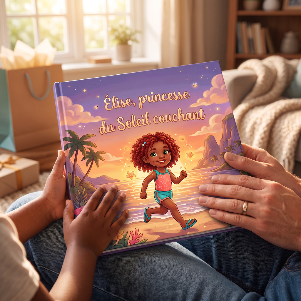 Livre fermé « Élise, princesse du Soleil couchant » sur fond neutre