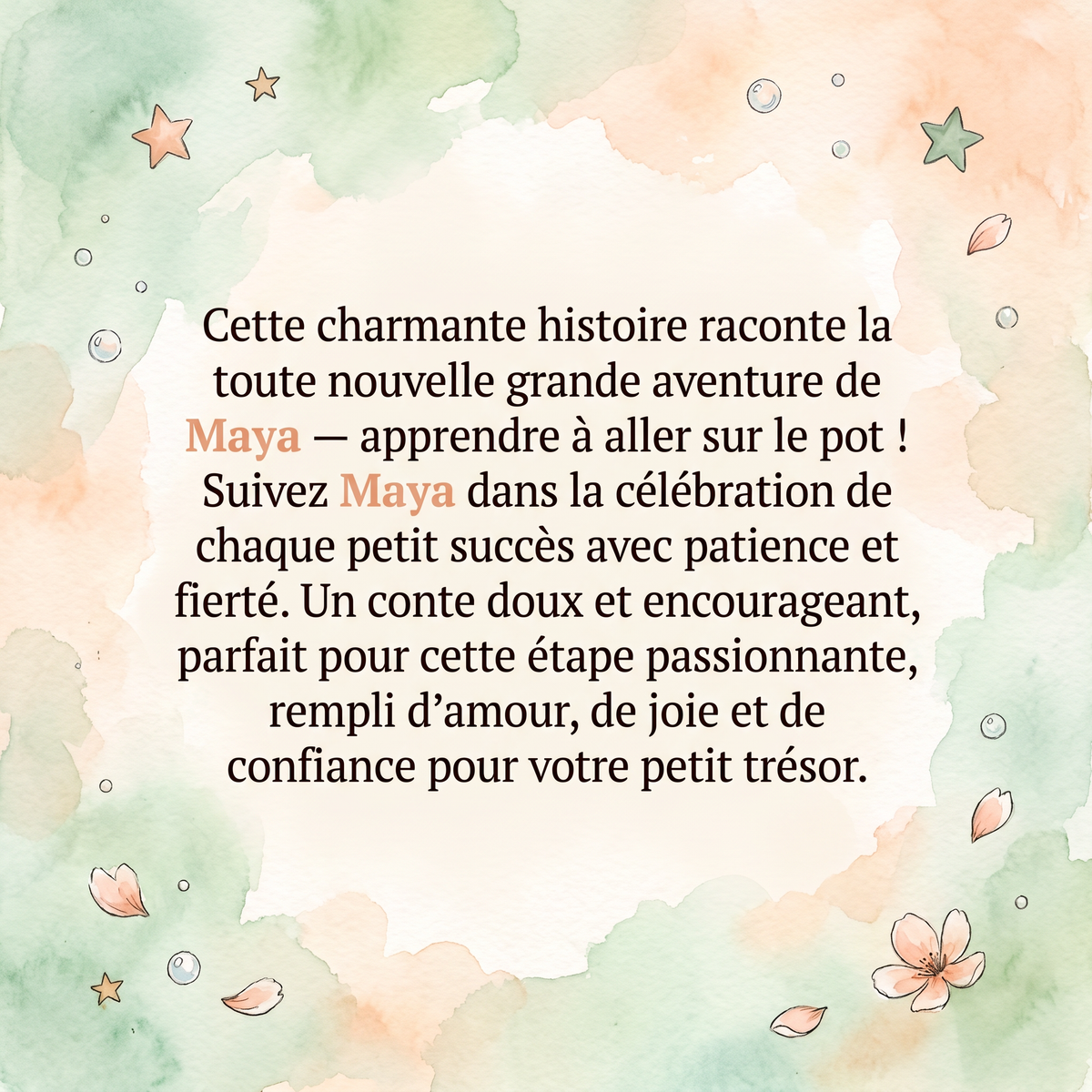 Quatrième de couverture de « Maya va sur le pot »