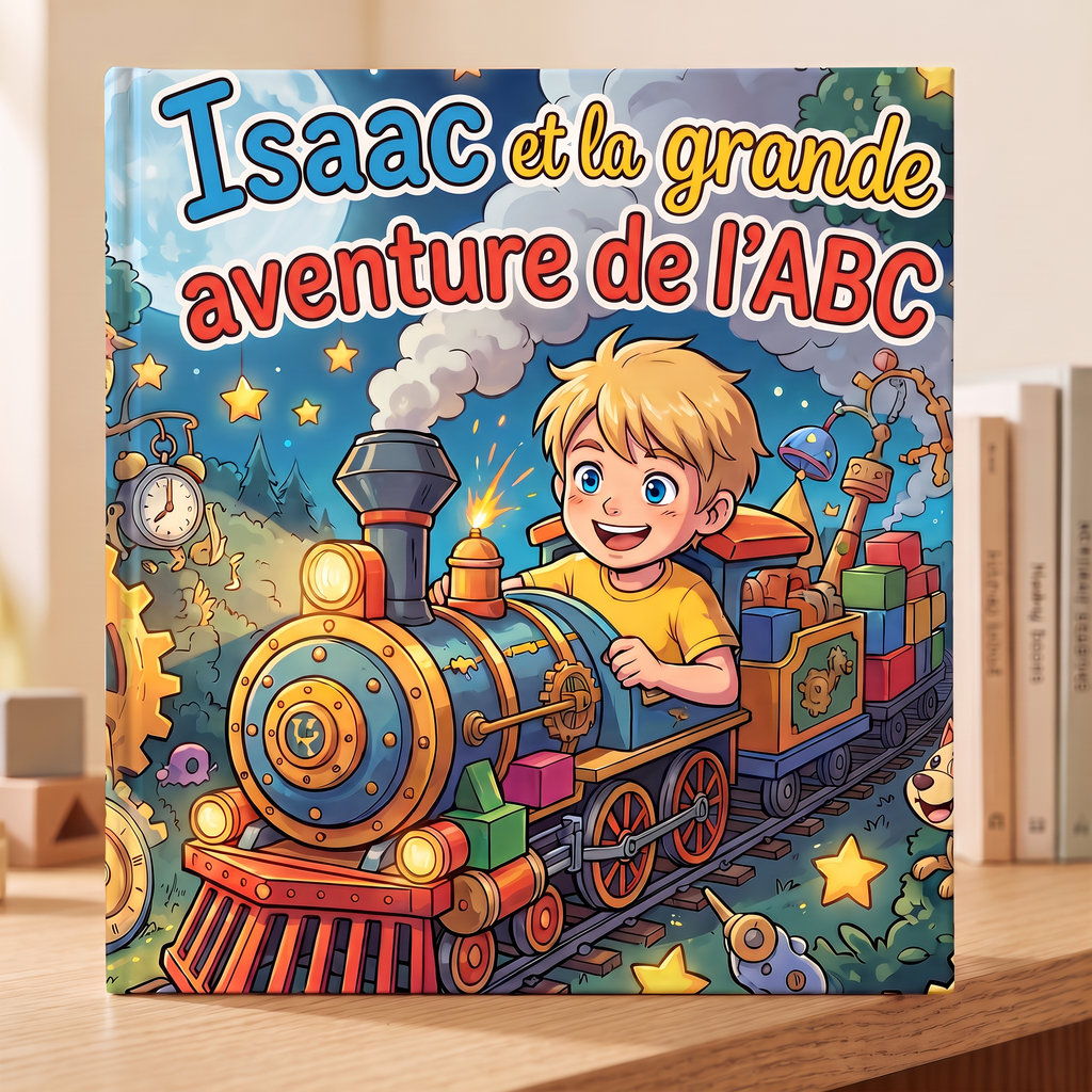 Livre fermé « Isaac et la grande aventure de l’ABC » sur fond neutre