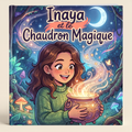 Livre fermé « Inaya et le Chaudron Magique » sur fond neutre