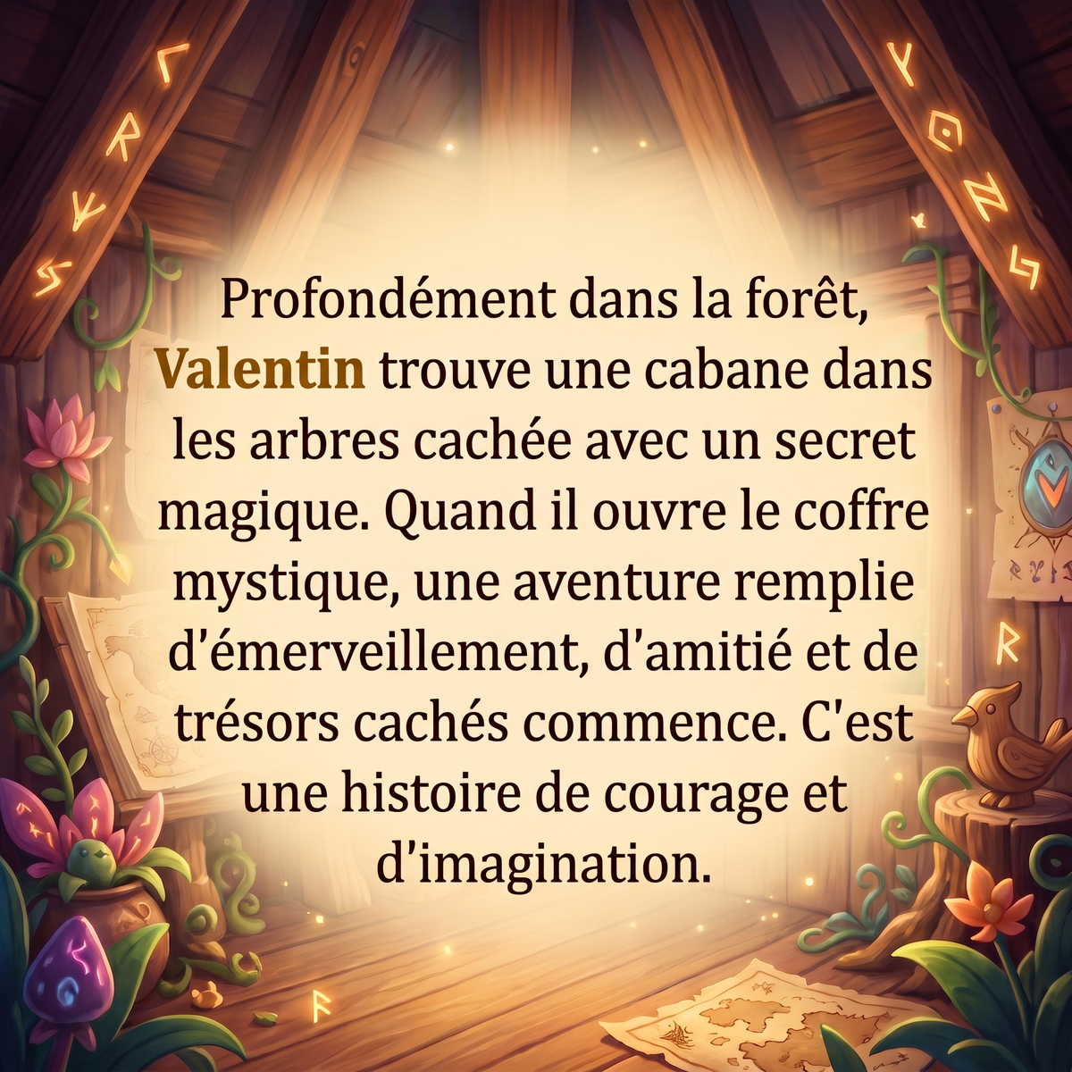 Quatrième de couverture de « Valentin et le secret magique de la cabane »