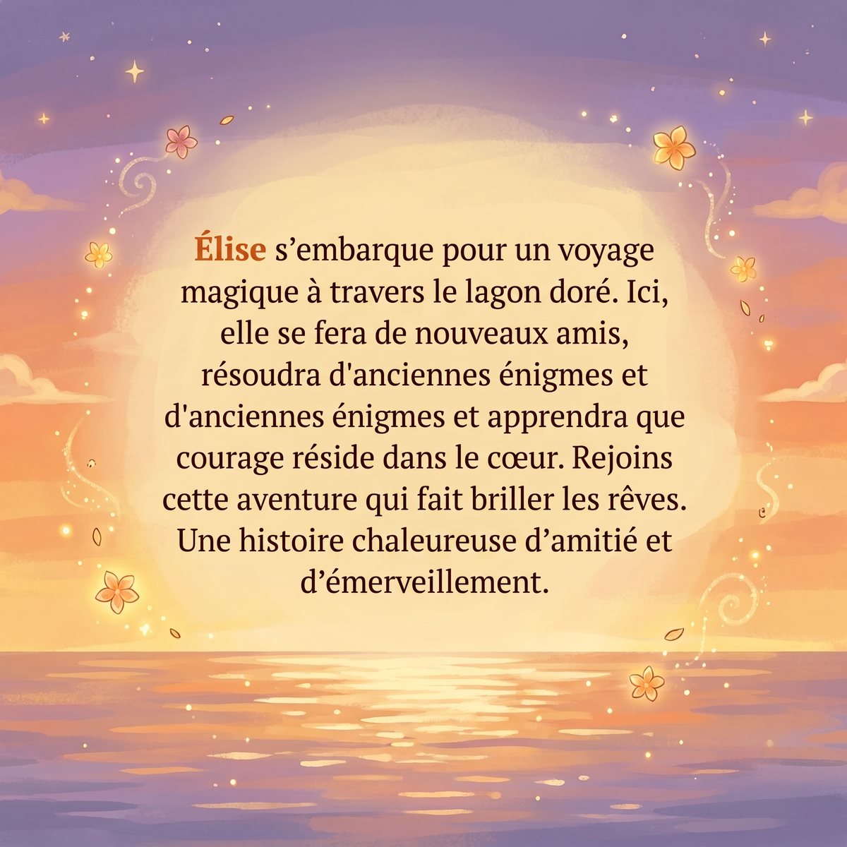 Quatrième de couverture de « Élise, princesse du Soleil couchant »