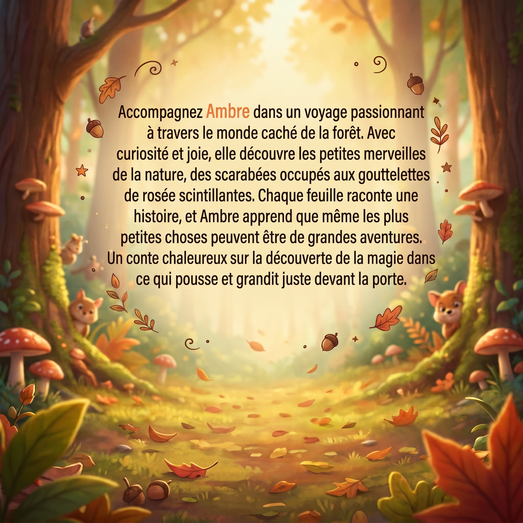 Quatrième de couverture de « Ambre et le grand safari des feuilles »