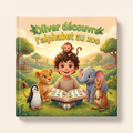 Livre personnalisé « Oliver découvre l’alphabet au zoo » sur fond clair et neutre