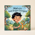 Livre fermé « Maé et le Petit Dragon Courageux » sur fond neutre