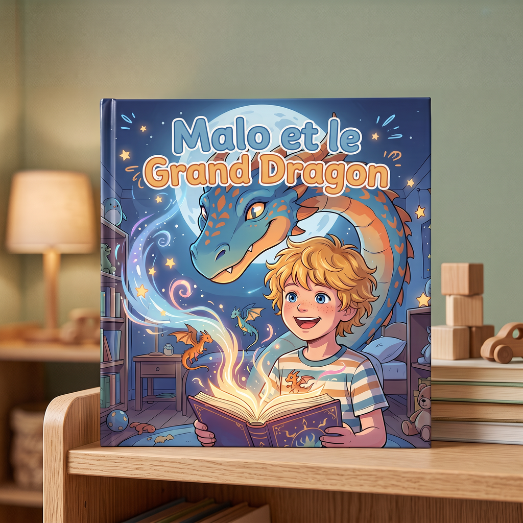 Livre fermé « Malo et le Grand Dragon » sur fond neutre