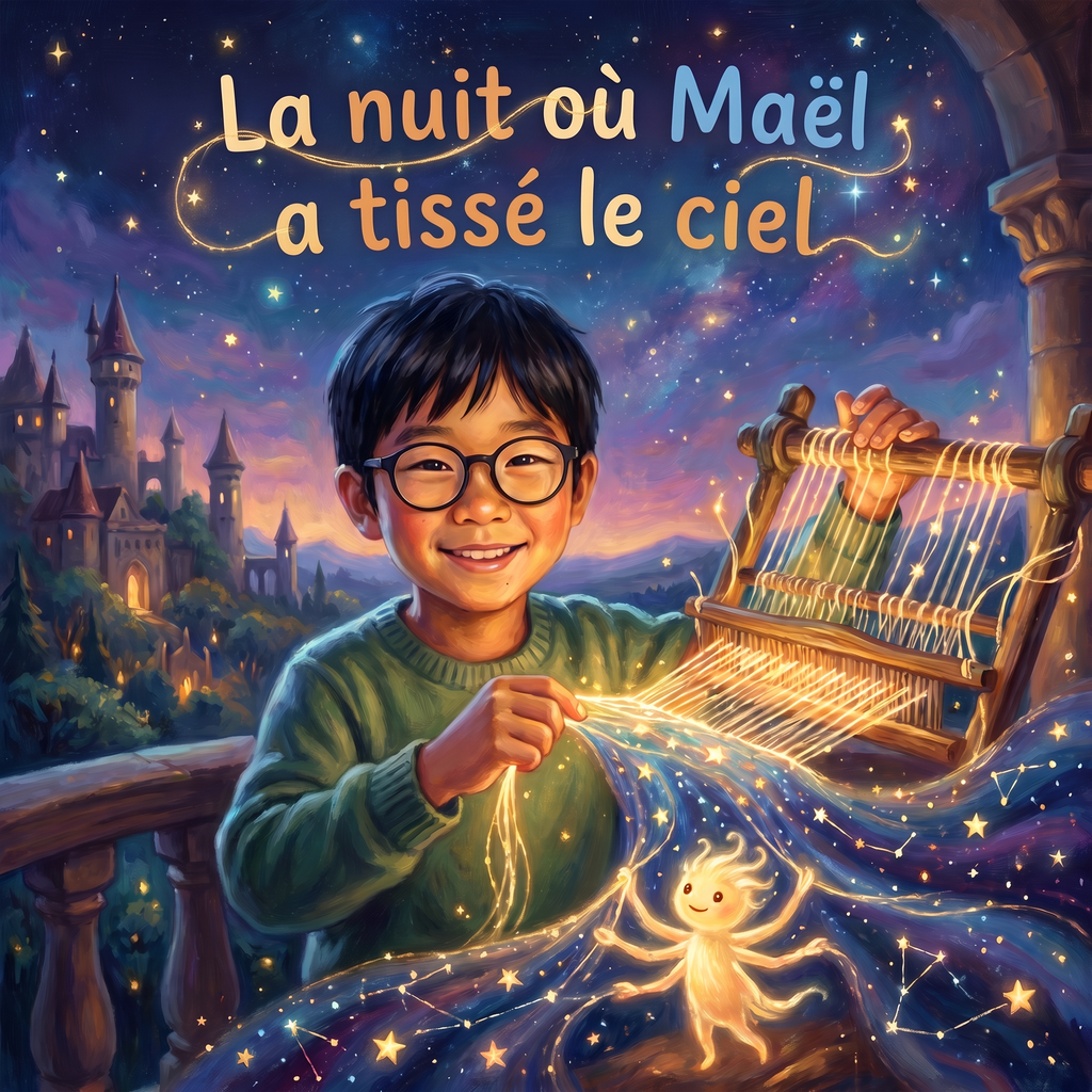Couverture illustrée de « La nuit où Maël a tissé le ciel »