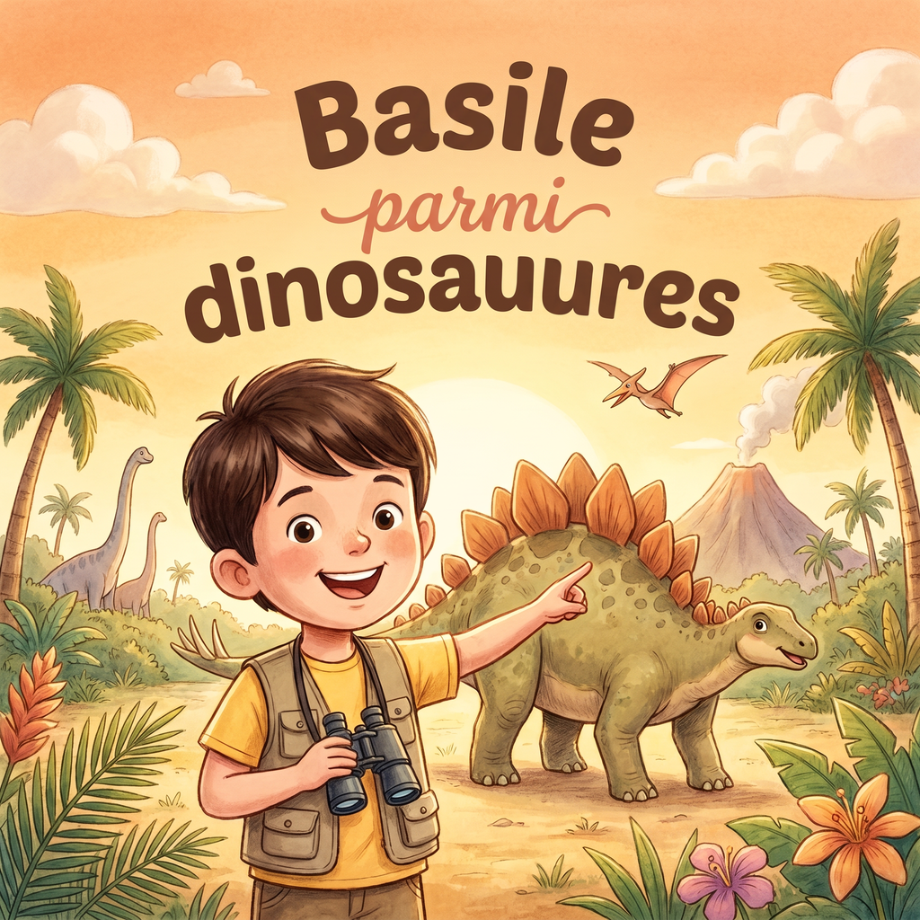Couverture de « Basile parmi dinosaures »