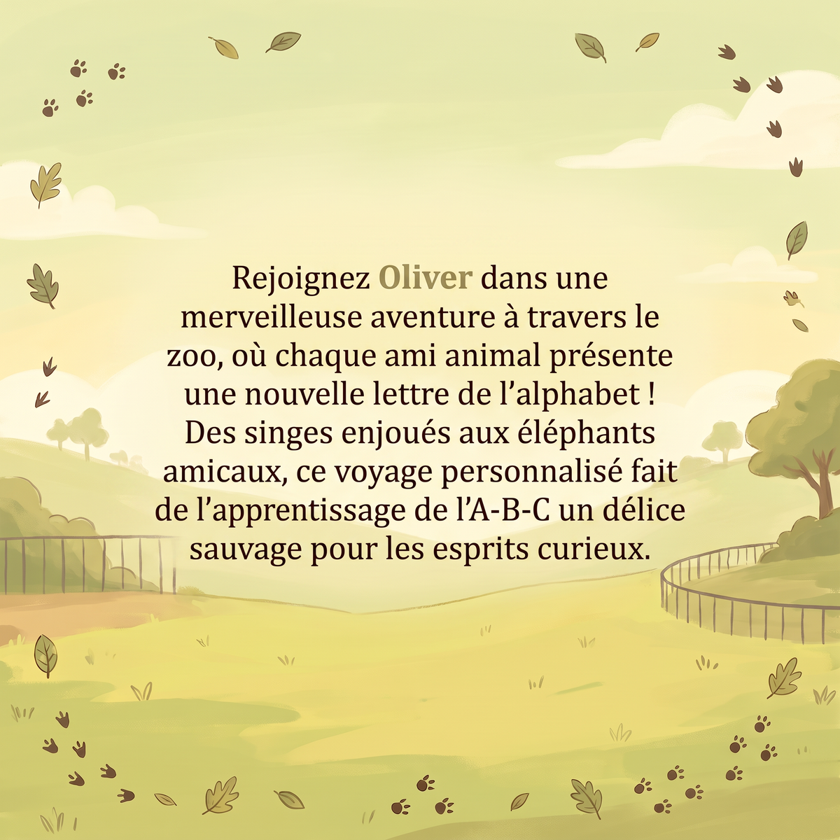 Quatrième de couverture de « Oliver découvre l’alphabet au zoo »