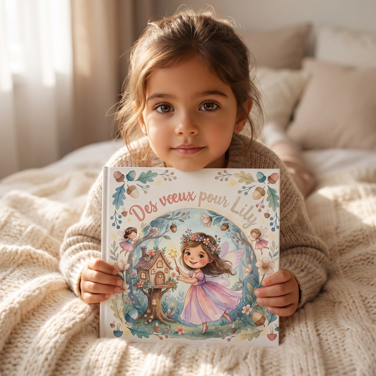 Livre féerique « Des vœux pour Lily » présenté avec sa couverture illustrée.