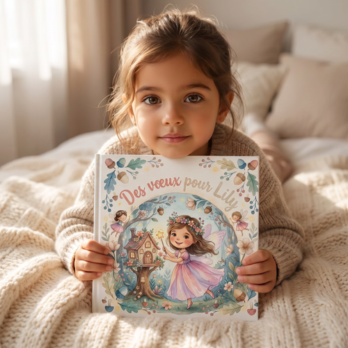 Livre féerique « Des vœux pour Lily » présenté avec sa couverture illustrée.