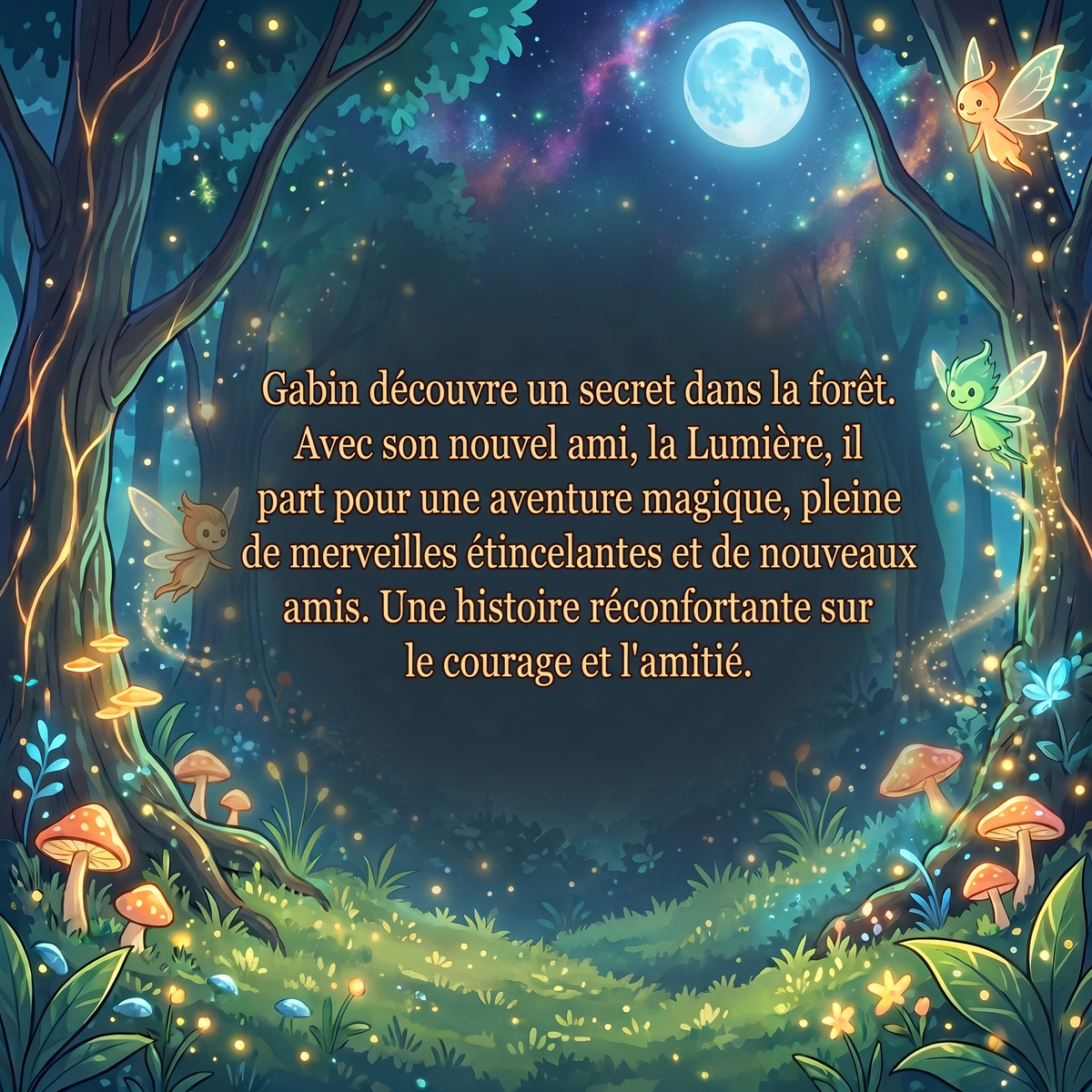 Quatrième de couverture de « Gabin et la Lumière de la Forêt Scintillante »