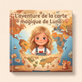 Livre personnalisé « L’aventure de la carte magique de Luna » sur fond clair et neutre