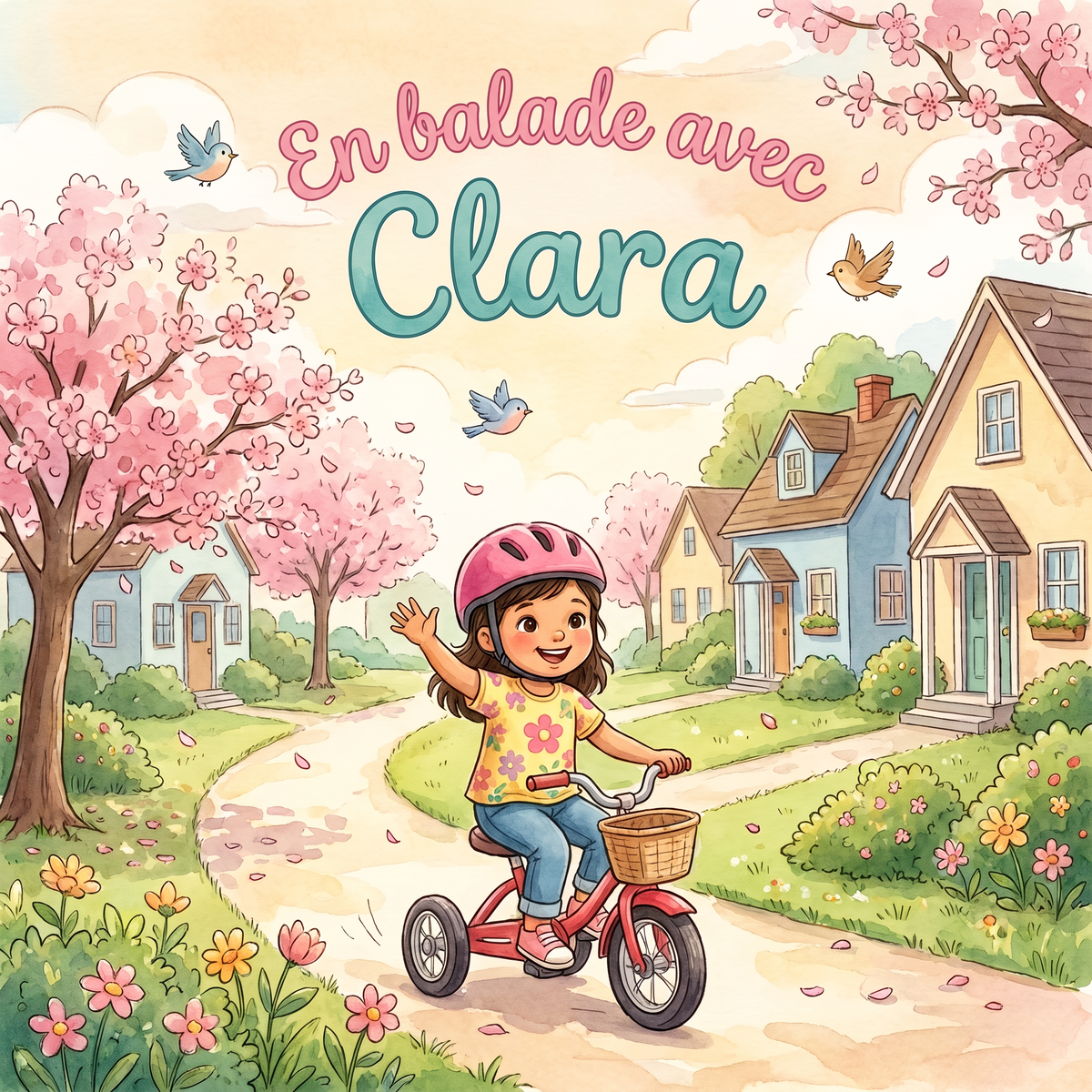 Couverture illustrée « En balade avec Clara », montrant Clara sur son vélo.