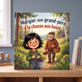 Livre fermé « Morgan et son grand-père à la chasse aux baies » sur fond neutre