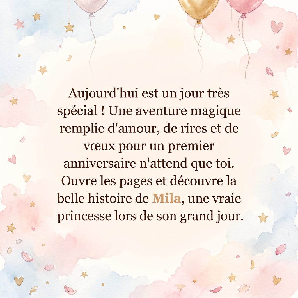 Quatrième de couverture de « Premier Anniversaire de Mila »