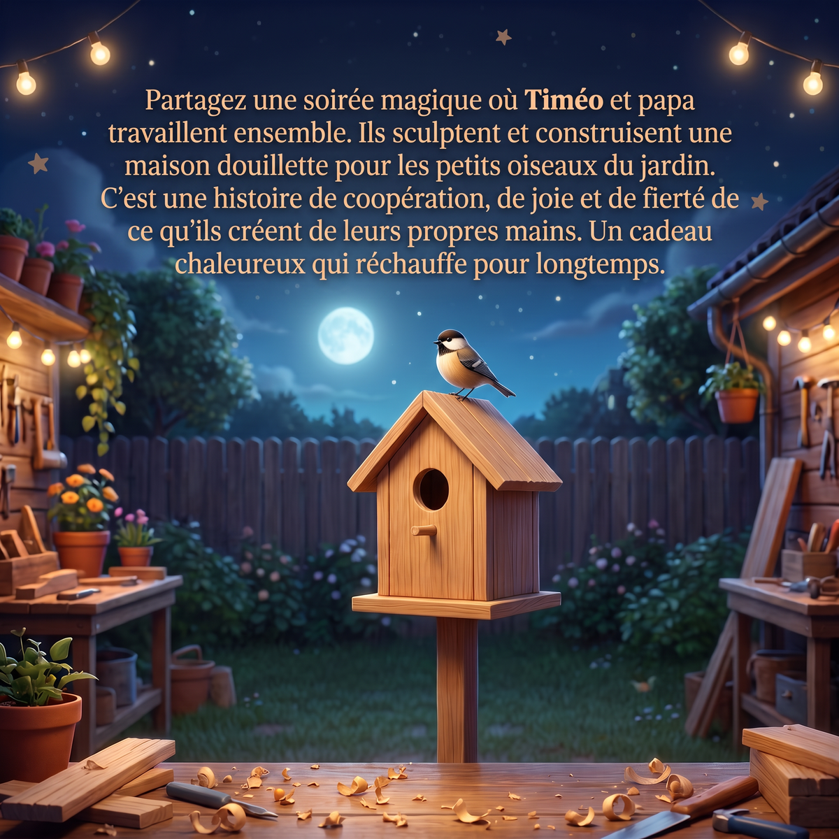 Quatrième de couverture de « Timéo et Papa les petits bricoleurs du jardin »