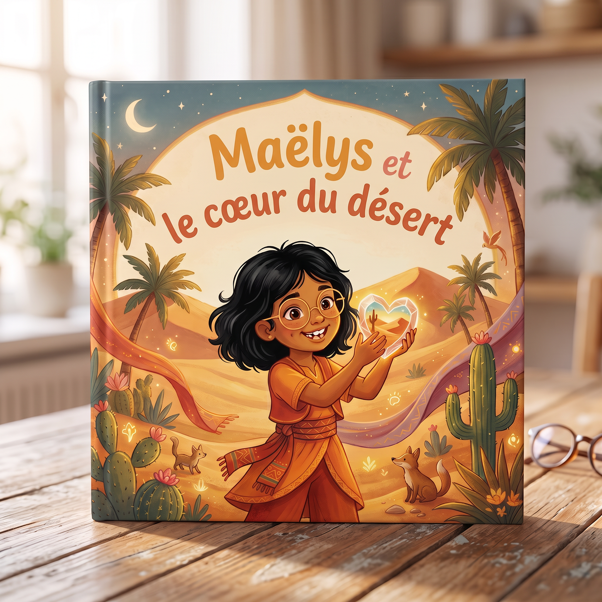 Livre fermé « Maëlys et le cœur du Désert » sur fond neutre
