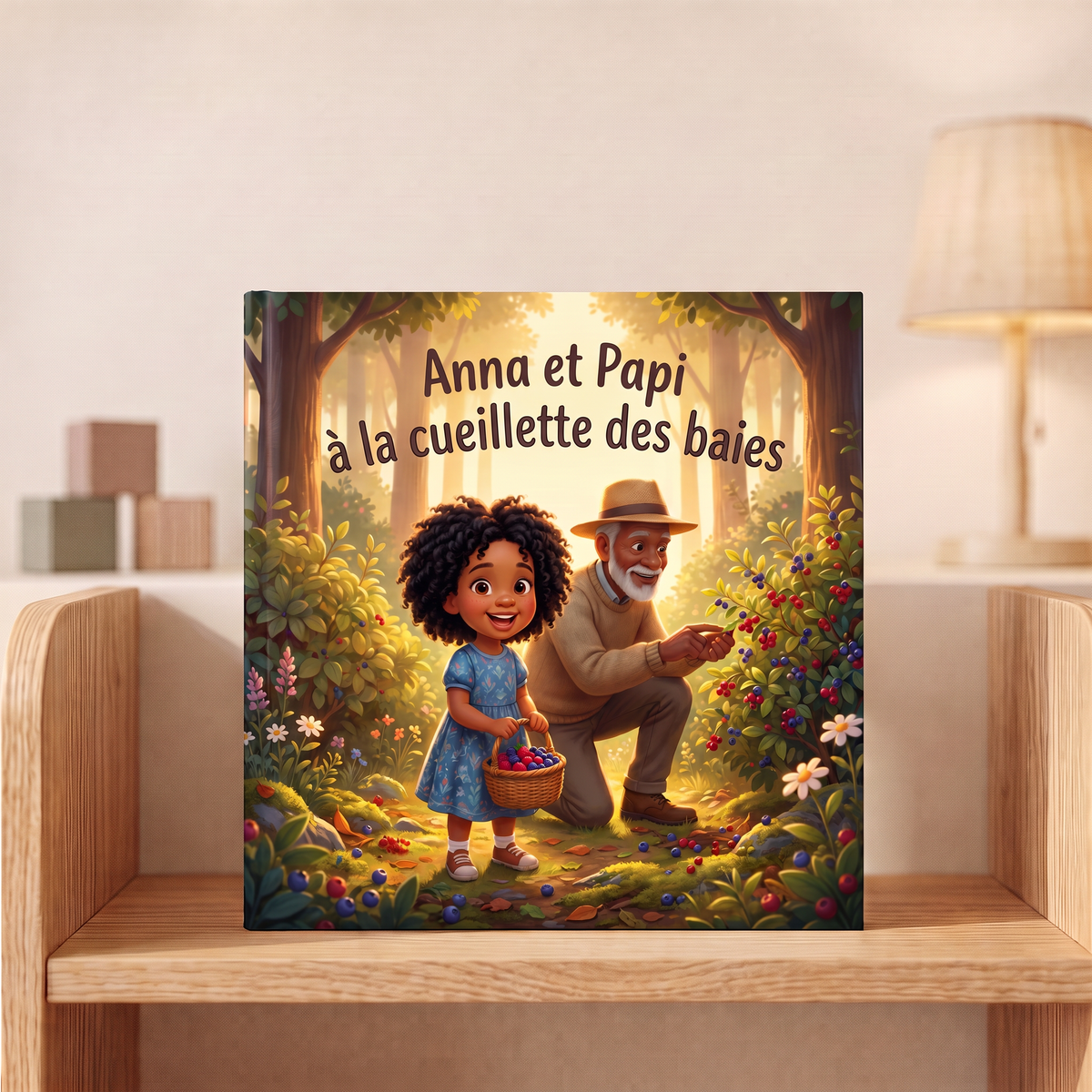 Livre fermé « Anna et Papi à la cueillette des baies » sur fond neutre