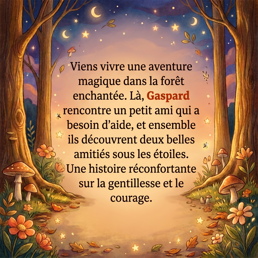 Quatrième de couverture de « La grande aventure de Gaspard en forêt »