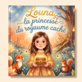 Livre personnalisé « Louna, la princesse du royaume caché » sur fond clair et neutre