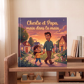 Livre fermé « Charlie et Papa, main dans la main » sur fond neutre