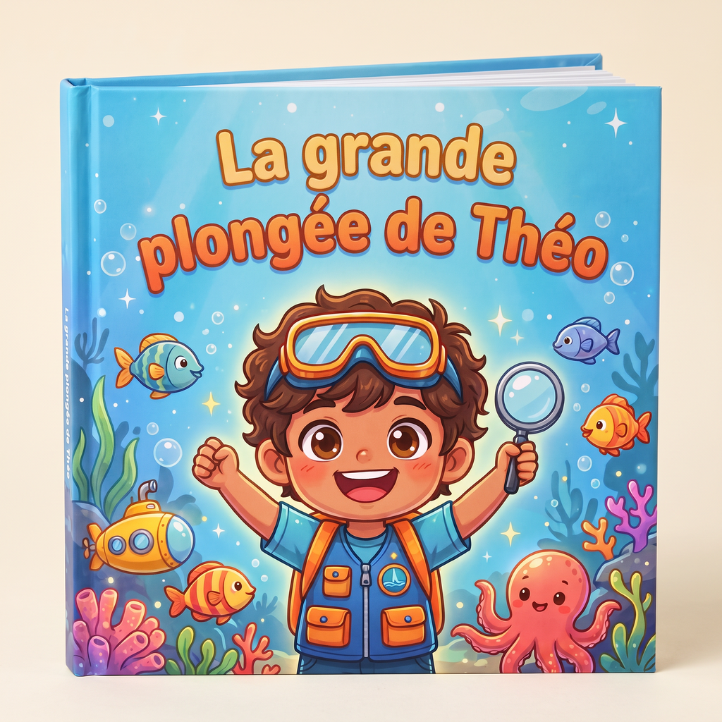 Livre fermé « La grande plongée de Théo » sur fond neutre