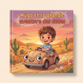 Livre personnalisé « Hugo et la grande aventure des dunes » sur fond clair et neutre
