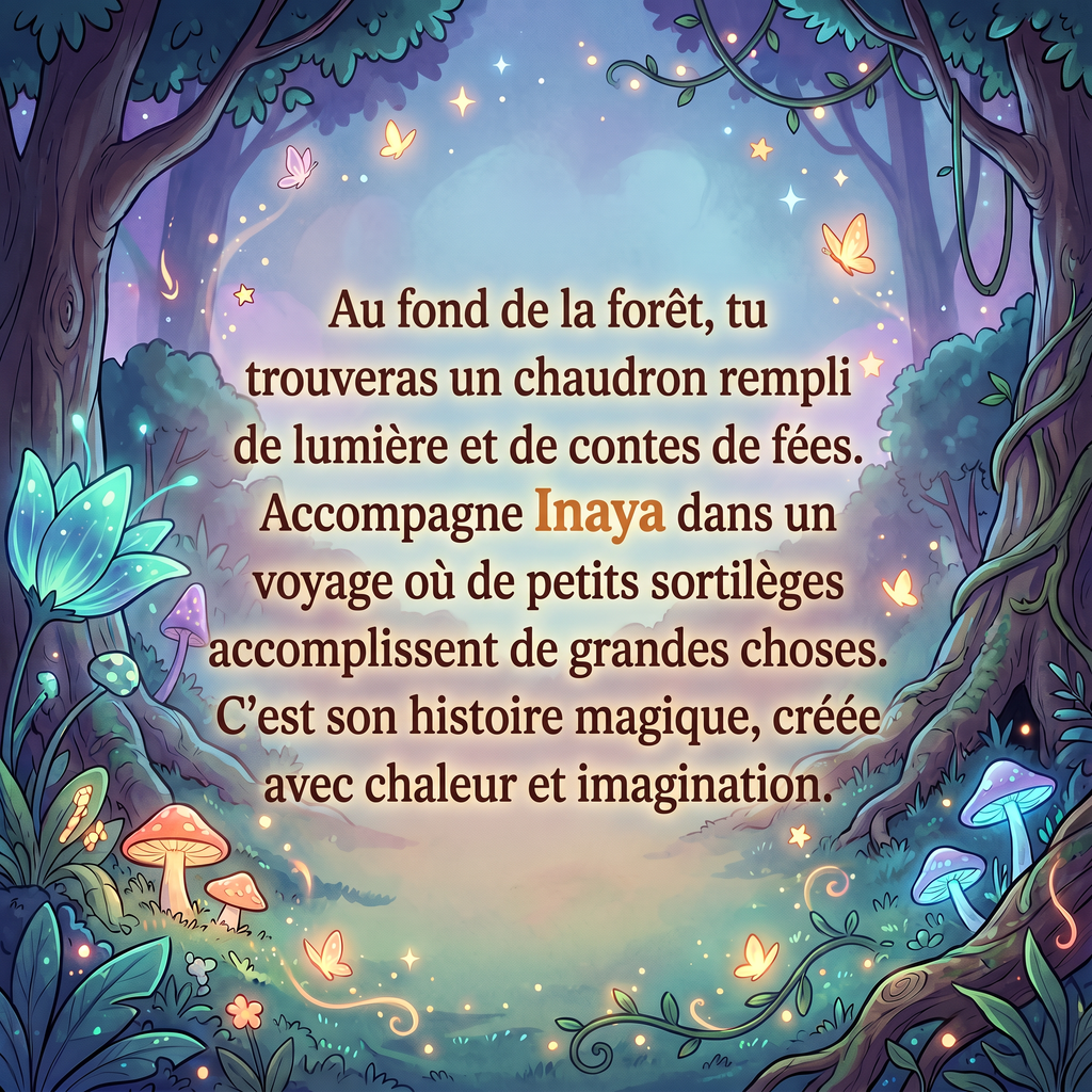 Quatrième de couverture de « Inaya et le Chaudron Magique »
