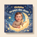 Livre personnalisé « Victoire au pays des rêves: » sur fond clair et neutre