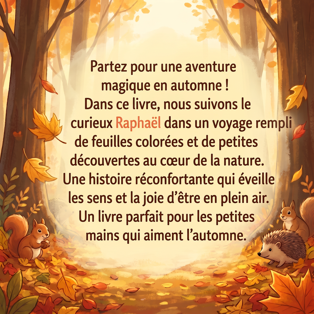 Quatrième de couverture de « Raphaël et l’automne aux mille couleurs »