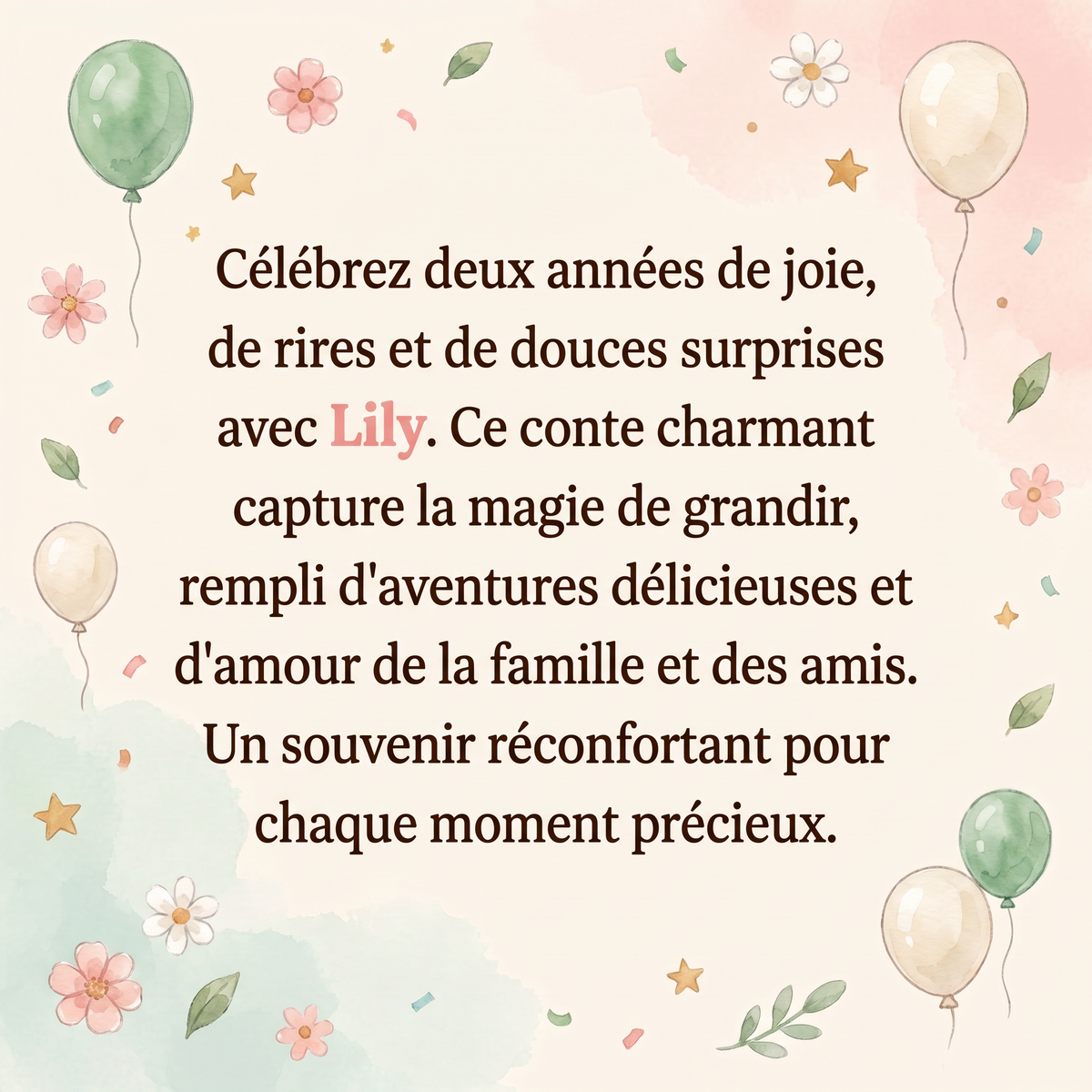 Quatrième de couverture de « Le DEUXIÈME ANNIVERSAIRE de Lily »