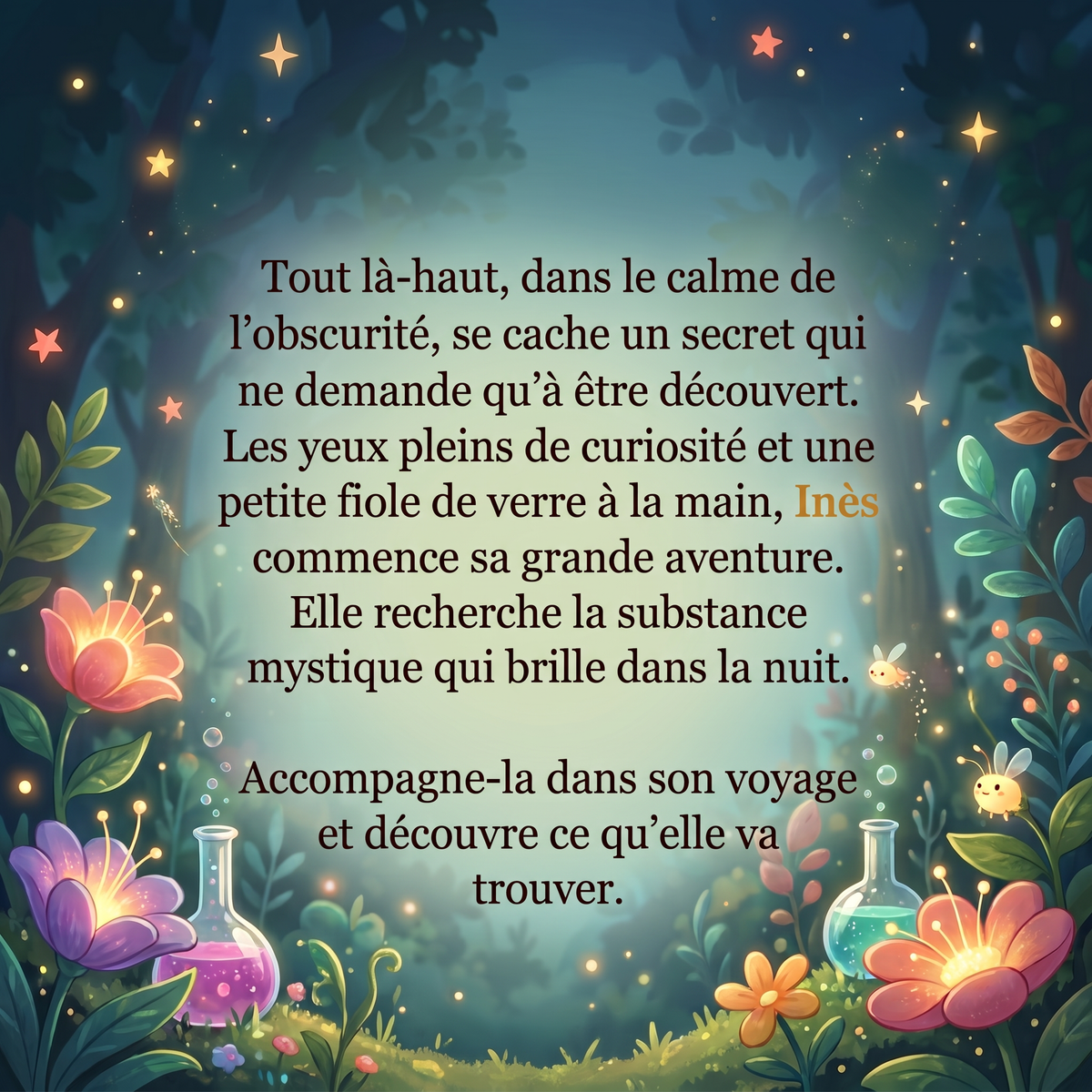 Quatrième de couverture de « Inès et le mystère lumineux »