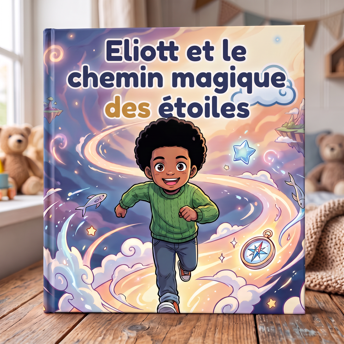 Livre fermé « Eliott et le chemin magique des étoiles » sur fond neutre
