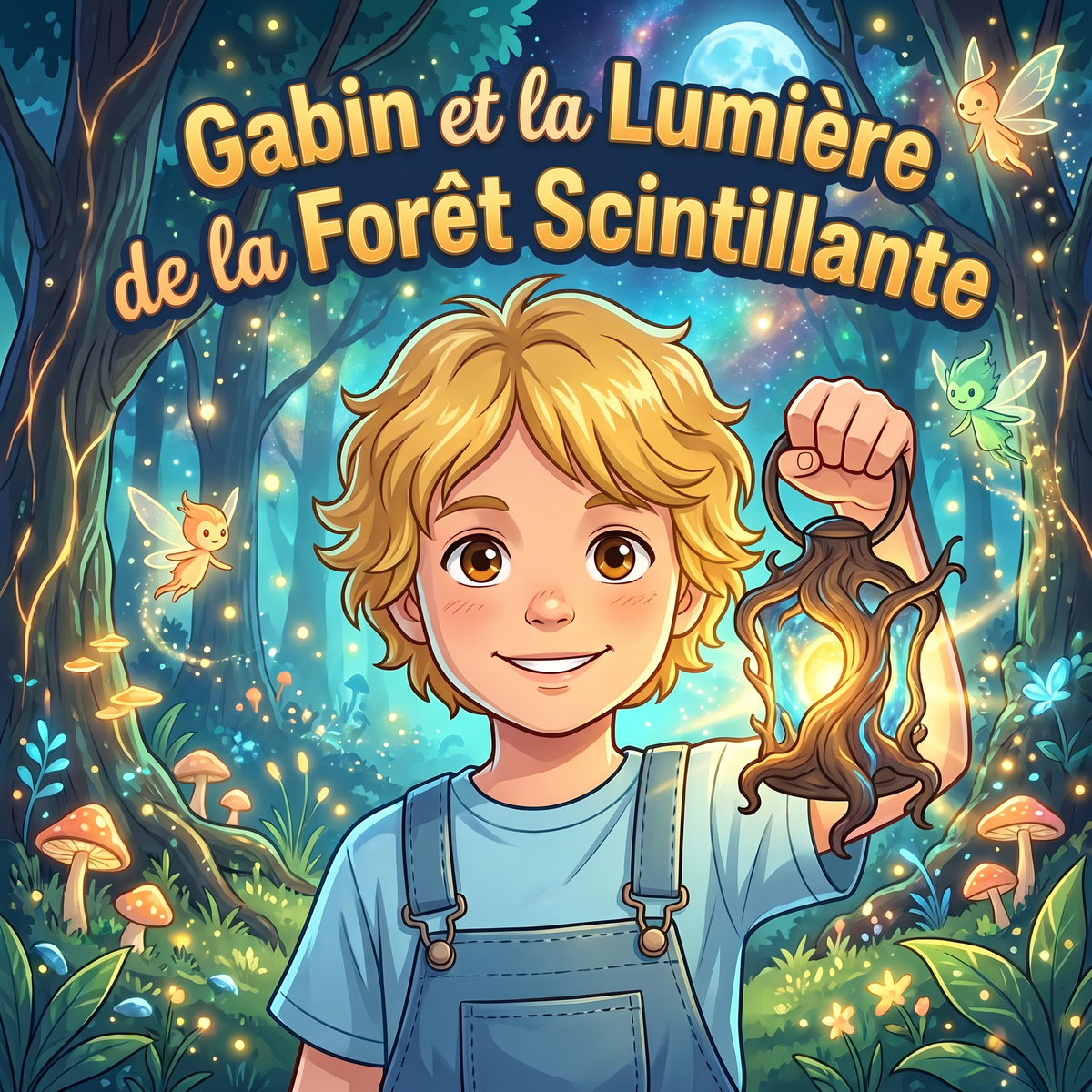 Couverture illustrée de « Gabin et la Lumière de la Forêt Scintillante »