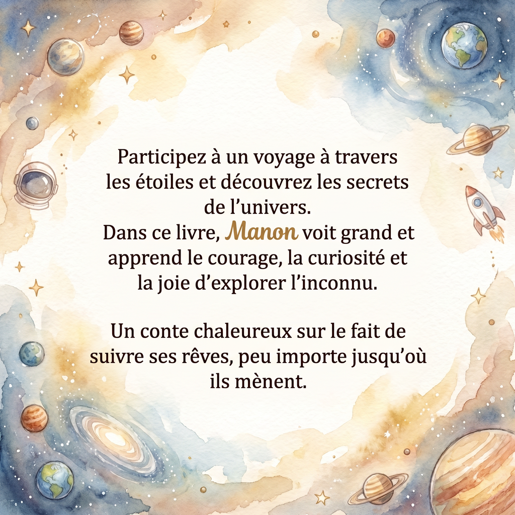 Quatrième de couverture de « Manon et la mission des étoiles »