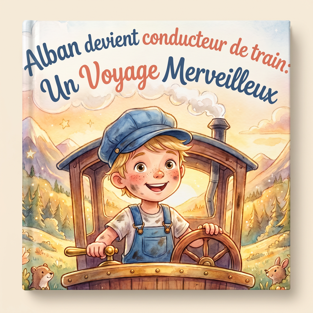 Livre fermé « Alban devient conducteur de train : Un Voyage Merveilleux » sur fond neutre