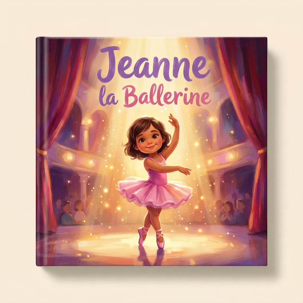 Livre personnalisé « Jeanne la Ballerine » sur fond clair et neutre