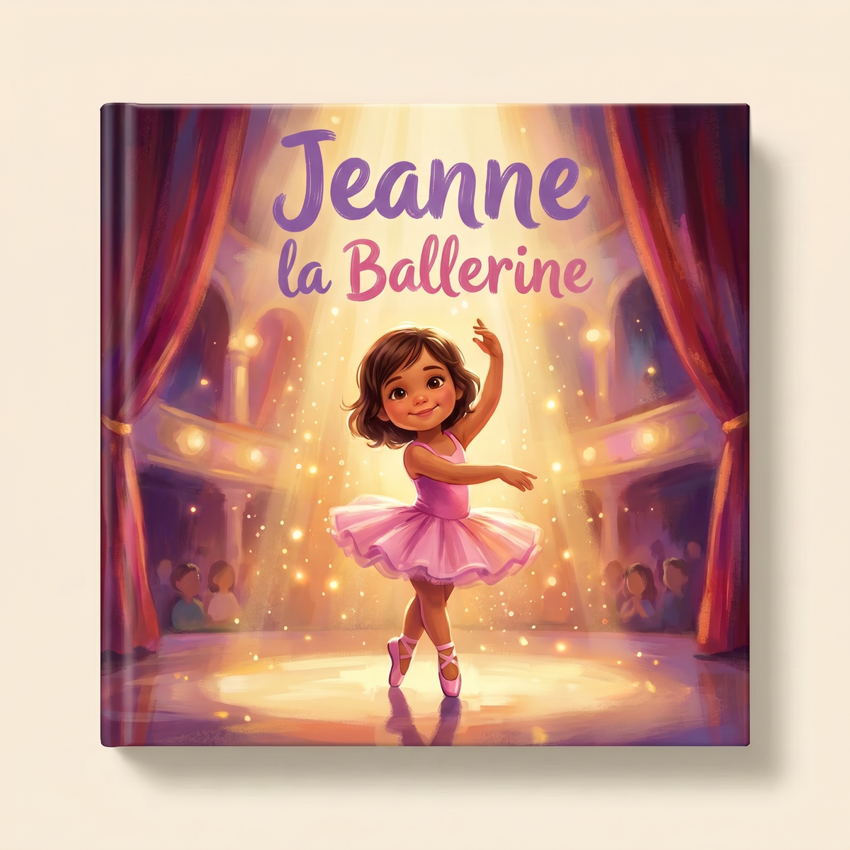 Livre personnalisé « Jeanne la Ballerine » sur fond clair et neutre