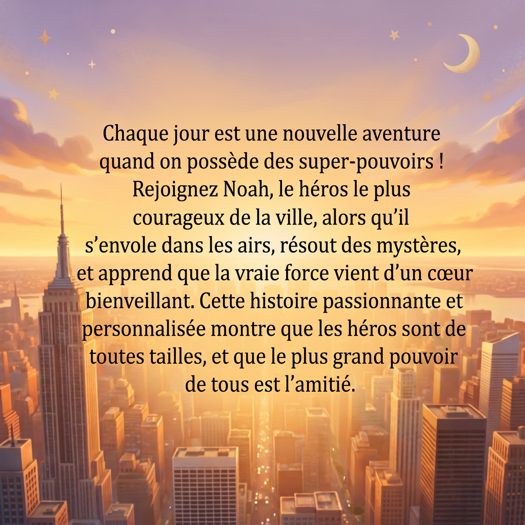 Quatrième de couverture de « NOAH: LE PLUS GRAND SUPER-HÉROS DU MONDE »