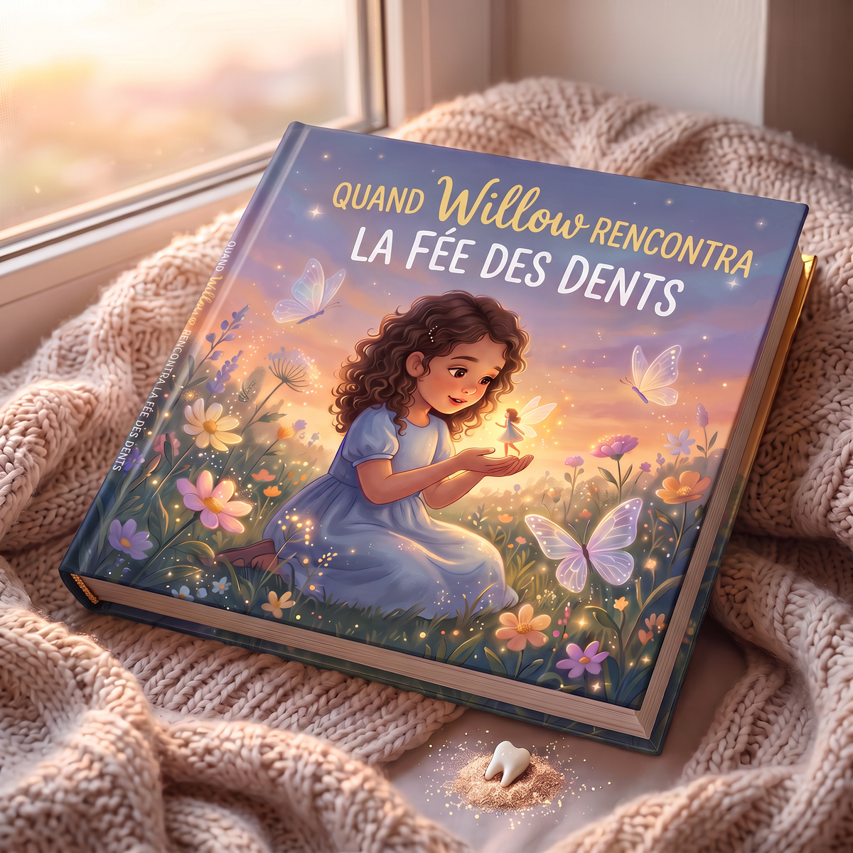 Livre fermé « Quand Willow rencontra la Fée des dents » sur fond neutre