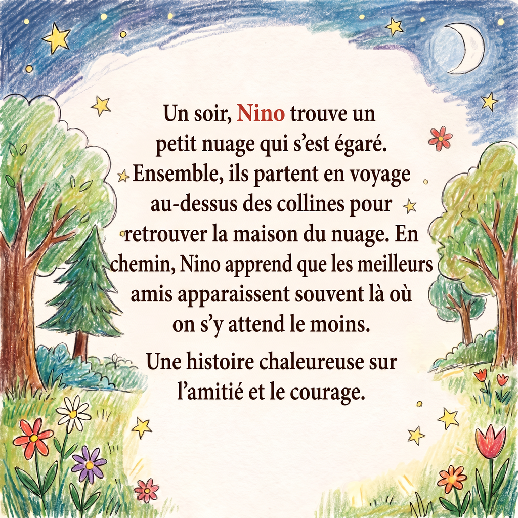 Quatrième de couverture de « Nino et le nuage magique »