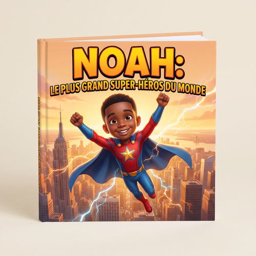 Livre fermé « NOAH: LE PLUS GRAND SUPER-HÉROS DU MONDE » sur fond neutre