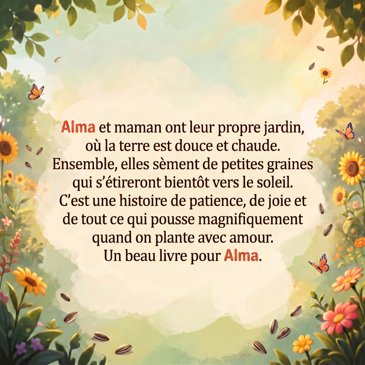 Quatrième de couverture de « Alma et Maman : mission jardinage ! »